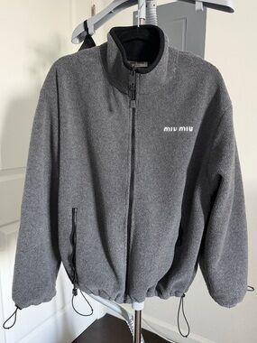 Miu Miu Women’s Gray Full-Zip Fleece Jacket